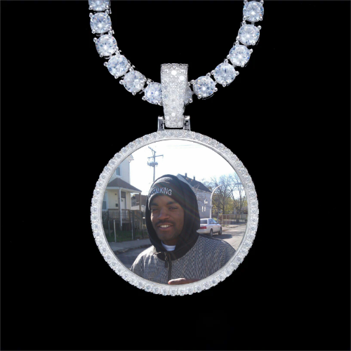 925S & VVS Moissanite 3D Circle Custom Picture Pendant