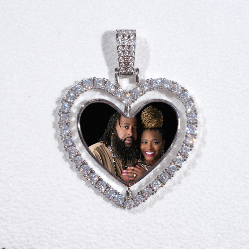 3D Spinning 2-Faced Heart Custom Picture Pendant