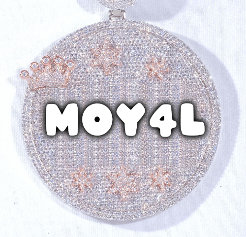 CUSTOM LETTER NECKLACE 3D BIG CROWN DISC