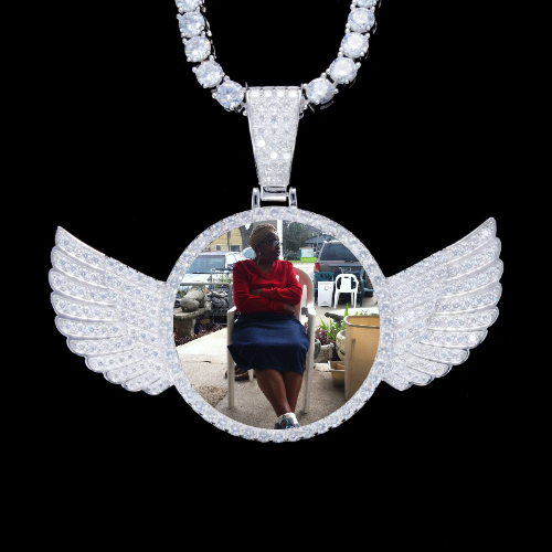 925S & VVS Moissanite 3D Wing Custom Picture Pendant