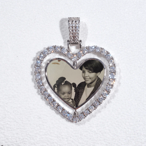 3D Spinning 2-Faced Heart Custom Picture Pendant