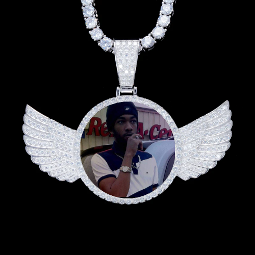 925S & VVS Moissanite 3D Wing Custom Picture Pendant