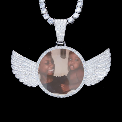 925S & VVS Moissanite 3D Wing Custom Picture Pendant