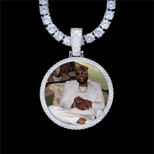 925S & VVS Moissanite 3D Circle Custom Picture Pendant