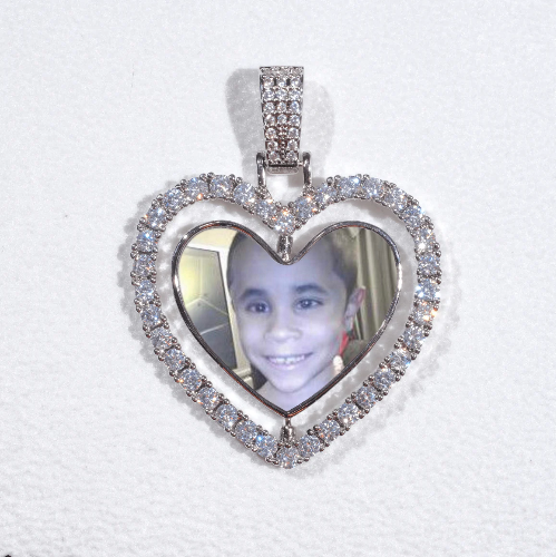 3D Spinning 2-Faced Heart Custom Picture Pendant