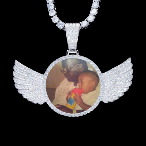 925S & VVS Moissanite 3D Wing Custom Picture Pendant