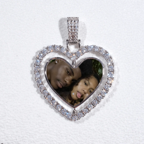 3D Spinning 2-Faced Heart Custom Picture Pendant