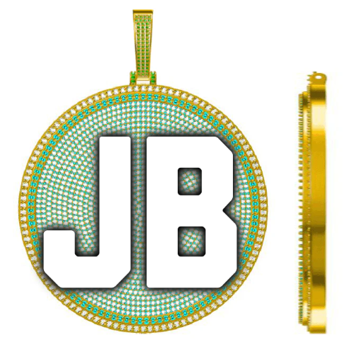 CUSTOM LETTER NECKLACE 3D BIG DISC
