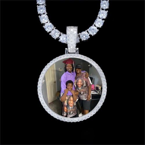 925S & VVS Moissanite 3D Circle Custom Picture Pendant