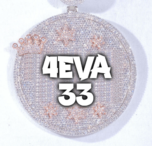 CUSTOM LETTER NECKLACE 3D BIG CROWN DISC