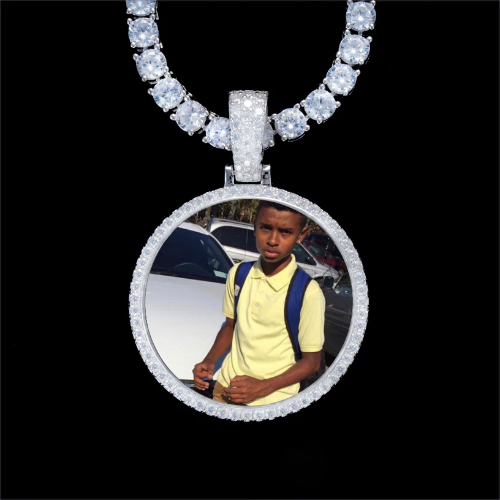 925S & VVS Moissanite 3D Circle Custom Picture Pendant