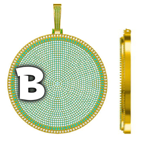 CUSTOM LETTER NECKLACE 3D BIG DISC