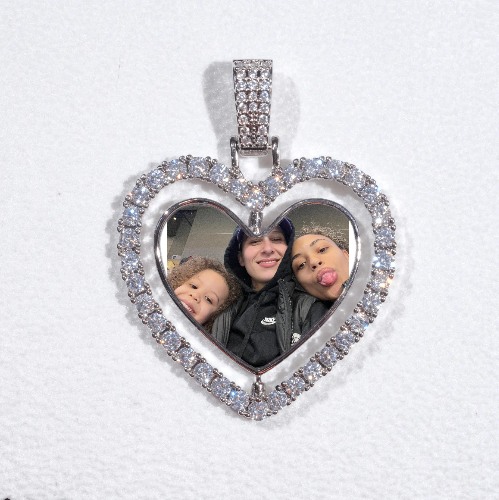 3D Spinning 2-Faced Heart Custom Picture Pendant