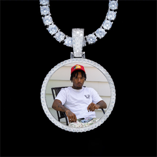 925S & VVS Moissanite 3D Circle Custom Picture Pendant