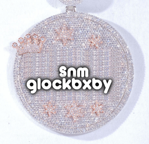 CUSTOM LETTER NECKLACE 3D BIG CROWN DISC