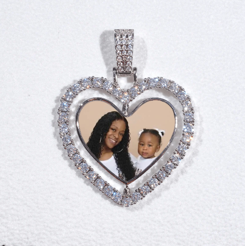 3D Spinning 2-Faced Heart Custom Picture Pendant