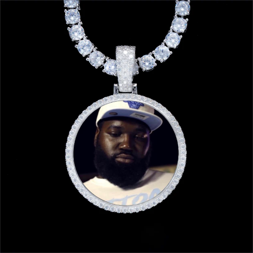 925S & VVS Moissanite 3D Circle Custom Picture Pendant