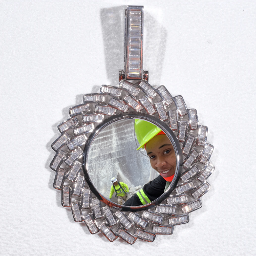 Large 3D Baguette Custom Picture Pendant