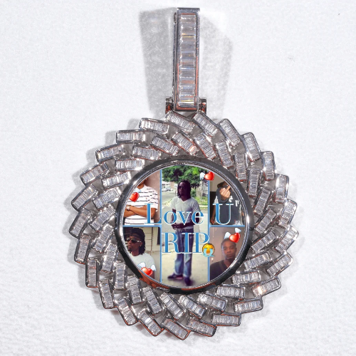 Large 3D Baguette Custom Picture Pendant