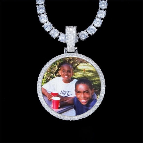 925S & VVS Moissanite 3D Circle Custom Picture Pendant