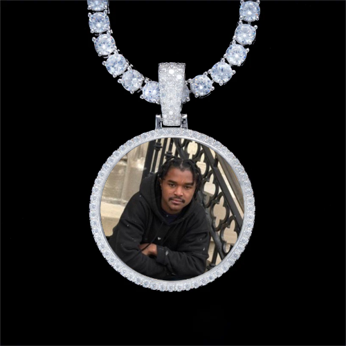 925S & VVS Moissanite 3D Circle Custom Picture Pendant