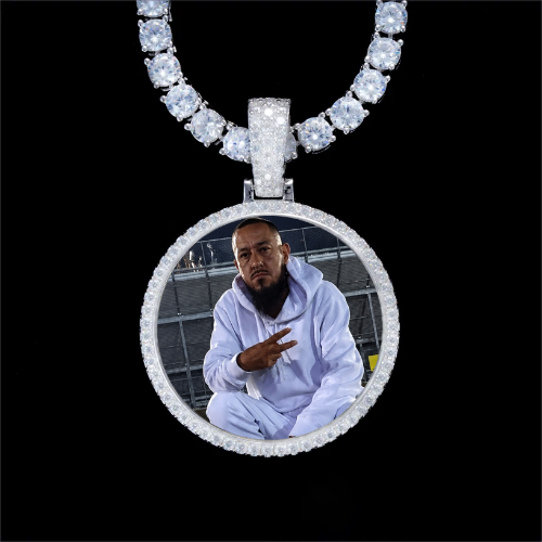 925S & VVS Moissanite 3D Circle Custom Picture Pendant