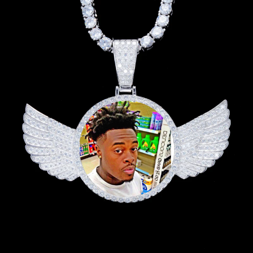 925S & VVS Moissanite 3D Wing Custom Picture Pendant