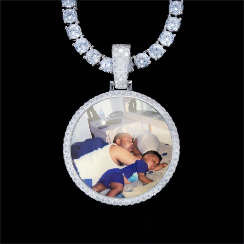 925S & VVS Moissanite 3D Circle Custom Picture Pendant