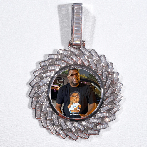 Large 3D Baguette Custom Picture Pendant