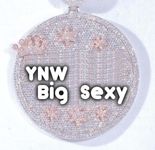 CUSTOM LETTER NECKLACE 3D BIG CROWN DISC