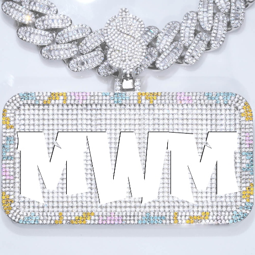 CUSTOM LETTER NECKLACE 3D COLORFUL SQUARE