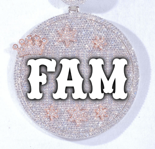 CUSTOM LETTER NECKLACE 3D BIG CROWN DISC