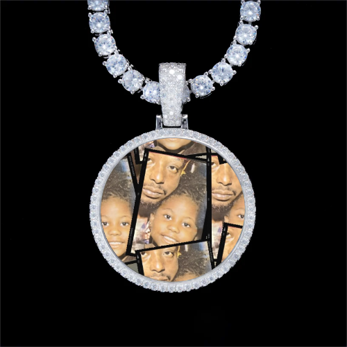 925S & VVS Moissanite 3D Circle Custom Picture Pendant