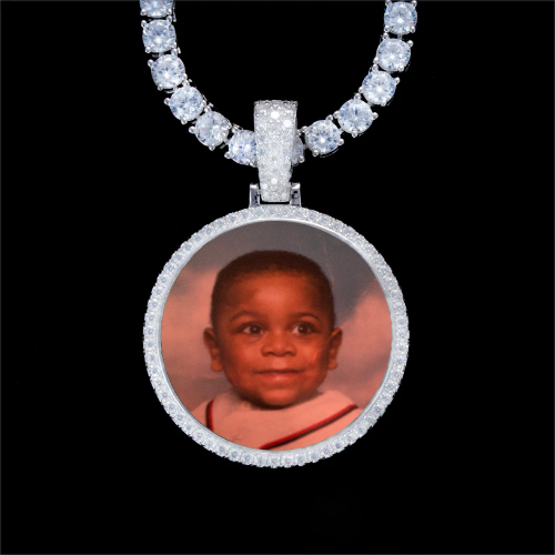 925S & VVS Moissanite 3D Circle Custom Picture Pendant