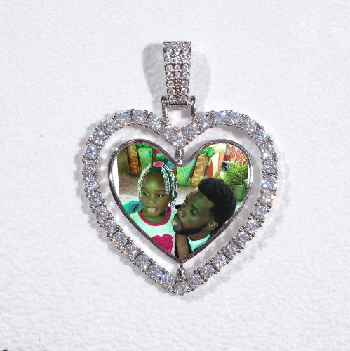3D Spinning 2-Faced Heart Custom Picture Pendant