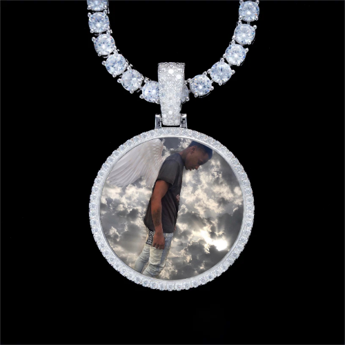 925S & VVS Moissanite 3D Circle Custom Picture Pendant