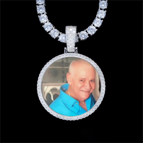 925S & VVS Moissanite 3D Circle Custom Picture Pendant