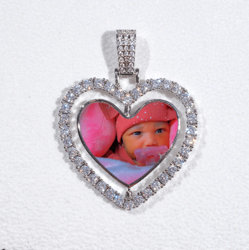 3D Spinning 2-Faced Heart Custom Picture Pendant