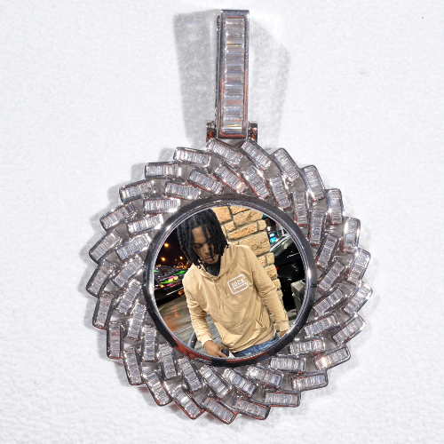 Large 3D Baguette Custom Picture Pendant