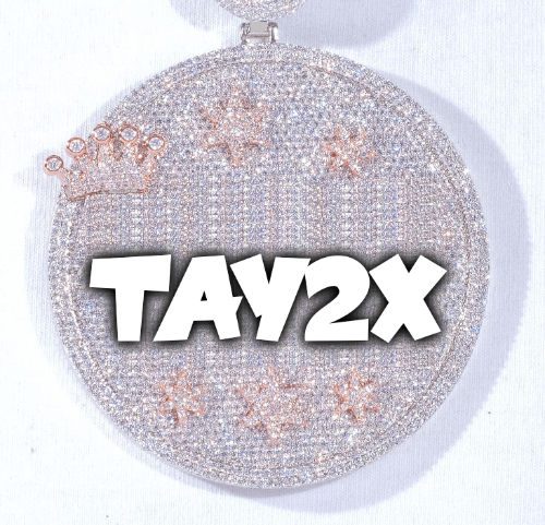 CUSTOM LETTER NECKLACE 3D BIG CROWN DISC