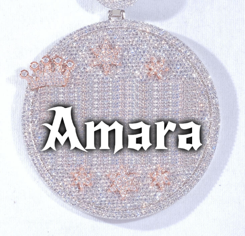 CUSTOM LETTER NECKLACE 3D BIG CROWN DISC