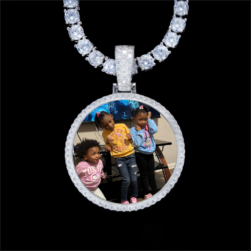 925S & VVS Moissanite 3D Circle Custom Picture Pendant