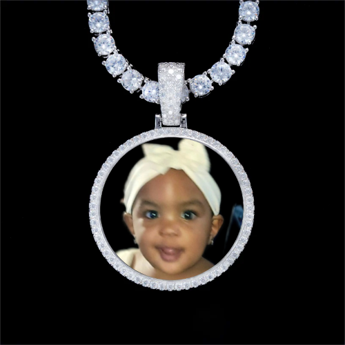 925S & VVS Moissanite 3D Circle Custom Picture Pendant