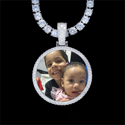 925S & VVS Moissanite 3D Circle Custom Picture Pendant