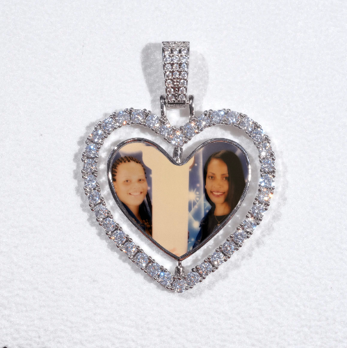 3D Spinning 2-Faced Heart Custom Picture Pendant