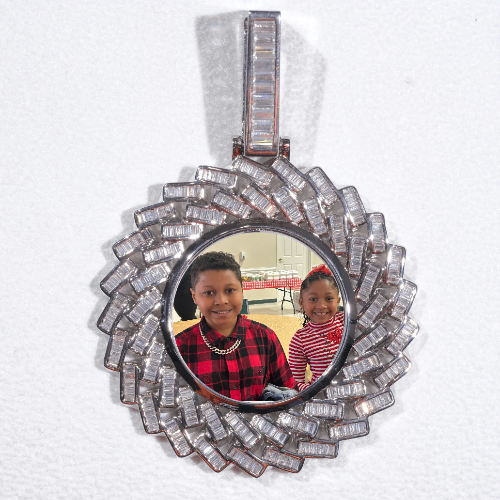 Large 3D Baguette Custom Picture Pendant