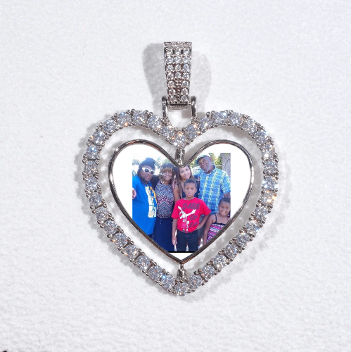 3D Spinning 2-Faced Heart Custom Picture Pendant
