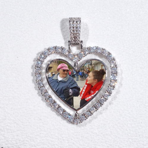 3D Spinning 2-Faced Heart Custom Picture Pendant