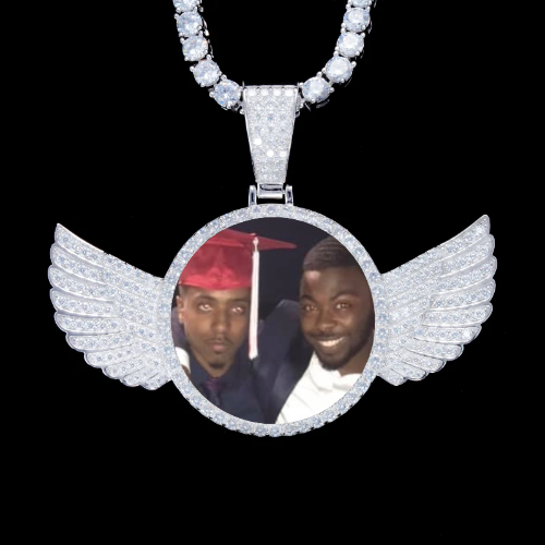 925S & VVS Moissanite 3D Wing Custom Picture Pendant