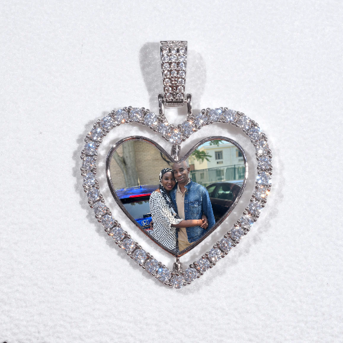 3D Spinning 2-Faced Heart Custom Picture Pendant